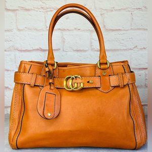 Gucci Calfskin Medium Running Gg Leather Tote